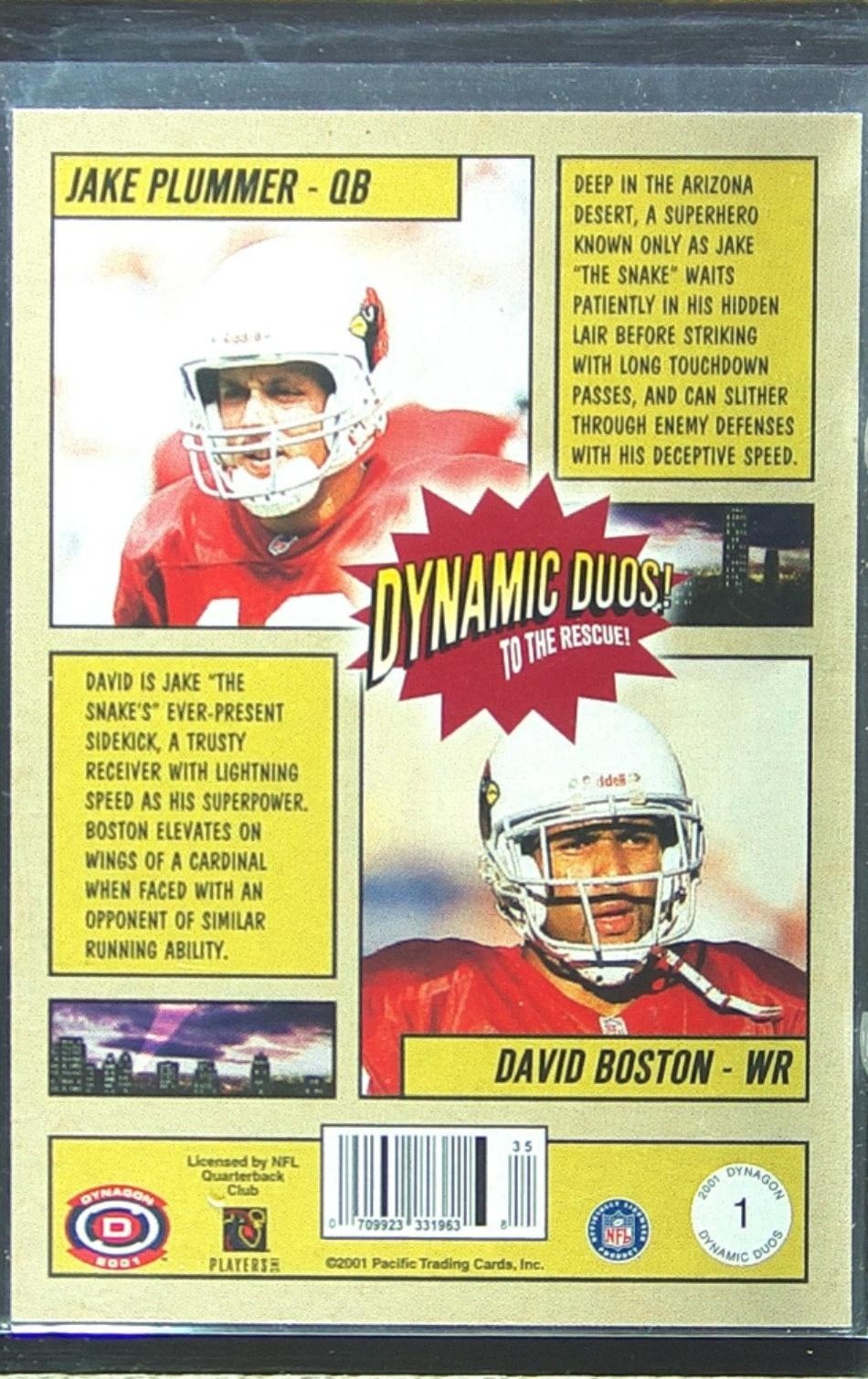 2001 Pacific Dynagon Jake Plummer / David Boston /1499 #1 Cardinals Dynamic Duos - Image 3
