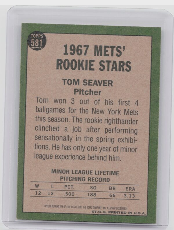 2001 Topps Archives Tom Seaver #278 Mets - Image 3