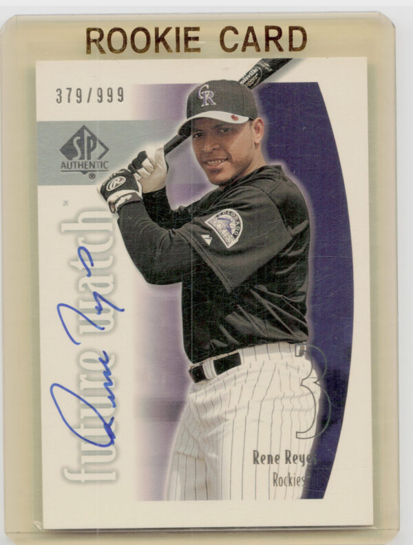 2002 SP Authentic Rene Reyes AU SN999 RC #165 Rockies