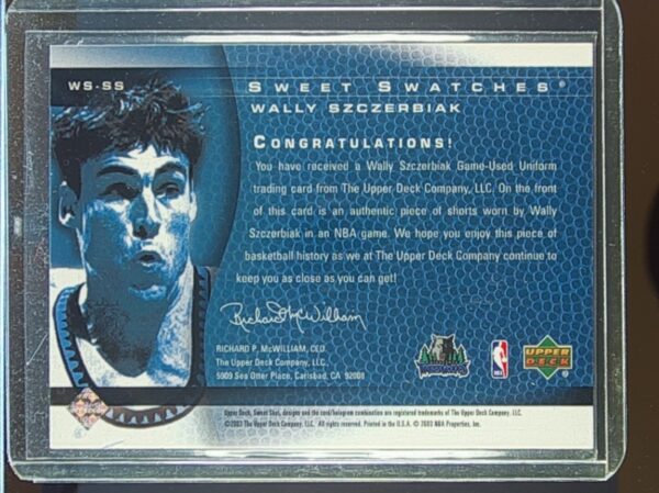 2003-04 UD Sweet Shot Wally Szczerbiak JSY #WS-SS Timberwolves Sweet Swatches - Image 3