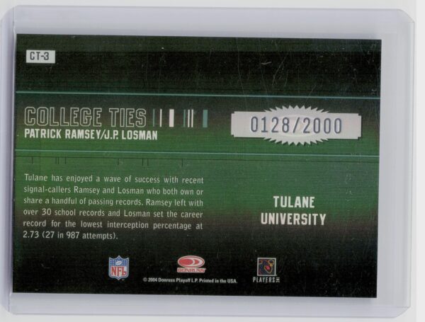 2004 Donruss Playoff Elite Patrik Ramsey /2000 CT-3 - Image 3