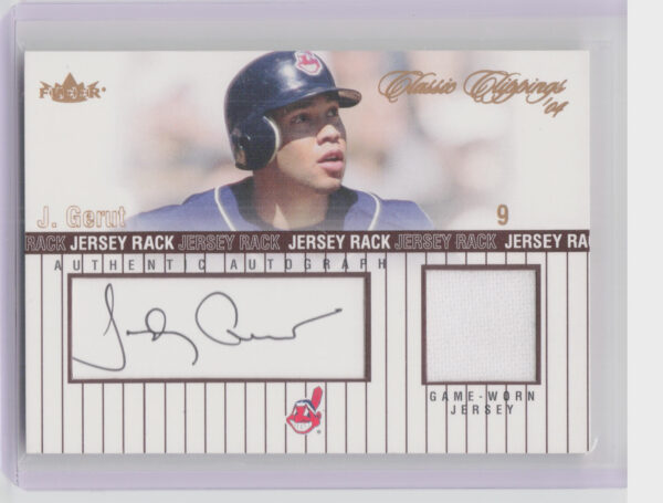 2004 Fleer Classic Clippings Jody Gerut AU SN149 MEM #JG Indians Jersey Rack Aut