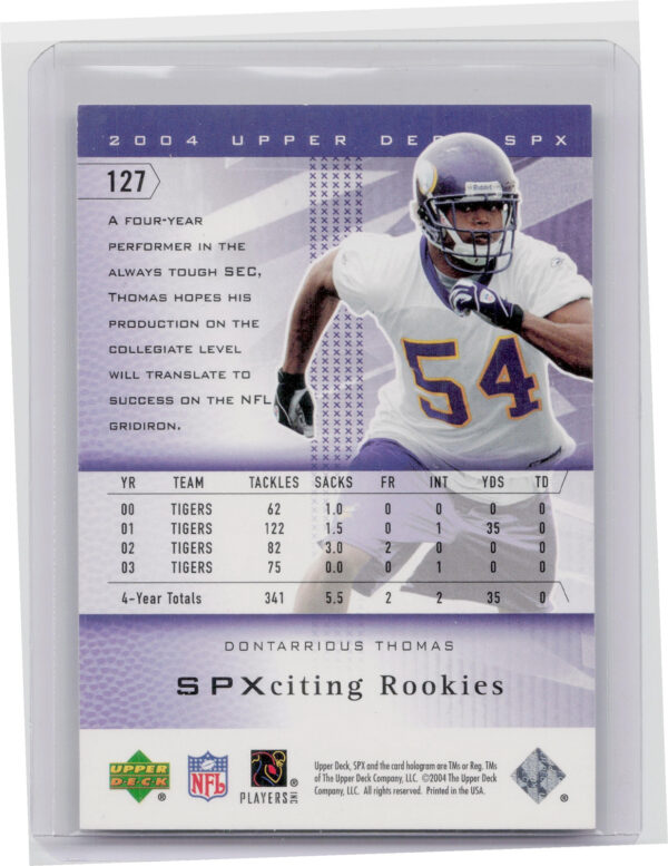 2004 SPx Dontarrious Thomas SN1650 RC #127 Vikings - Image 3