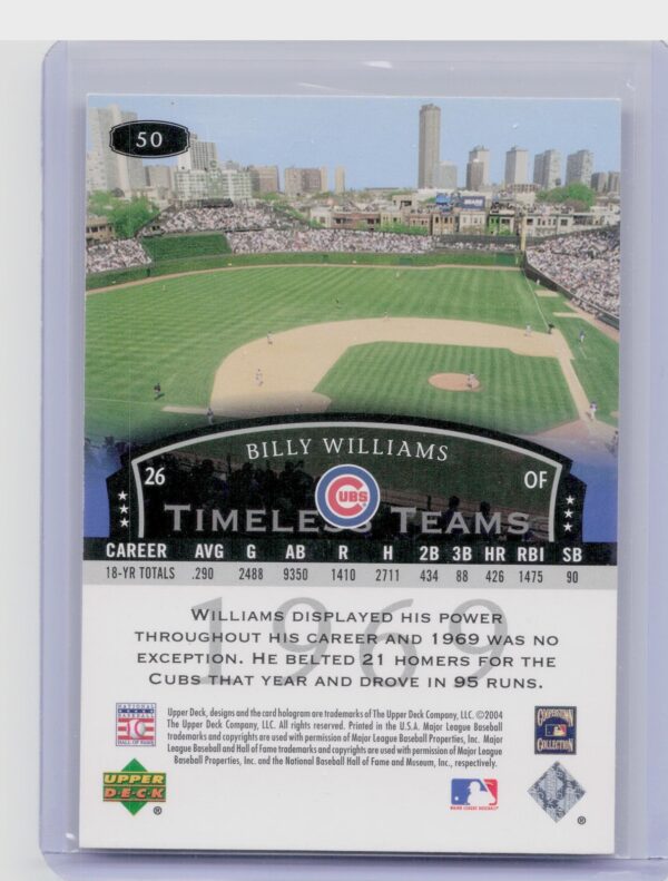 2004 Upper Deck Legends Timeless Teams Billy Williams #50 Cubs - Image 3