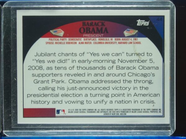 2009 Topps Barack Obama SP VAR #44 - Image 3