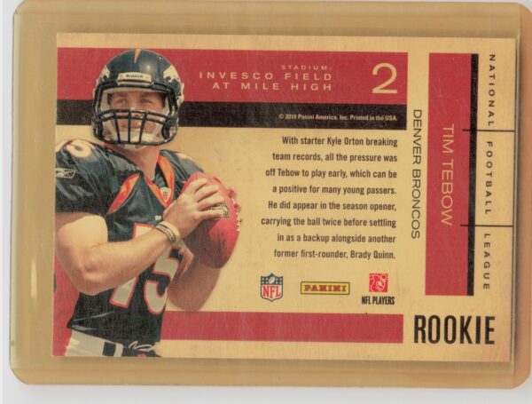 2010 Playoff Contenders Tim Tebow #2 Broncos Rookie Roll Call - Image 3