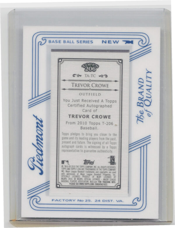 2010 Topps 206 Trevor Crowe AU #TA-TC Indians Mini Framed Autographs Piedmont - Image 3