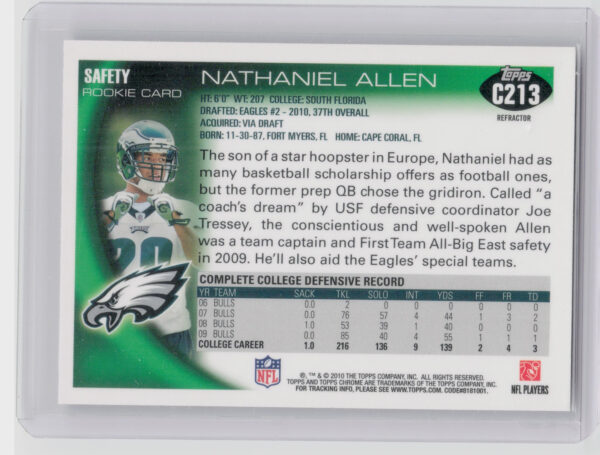 2010 Topps Chrome Nate Allen Refractors #C213 Eagles - Image 3