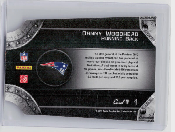 2011 Panini Crown Royale Danny Woodhead #4 Patriots Majestic - Image 3