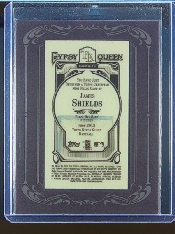 2012 Gypsy Queen James Shields JSY #GQMR-JS Rays Framed Mini Relics - Image 3
