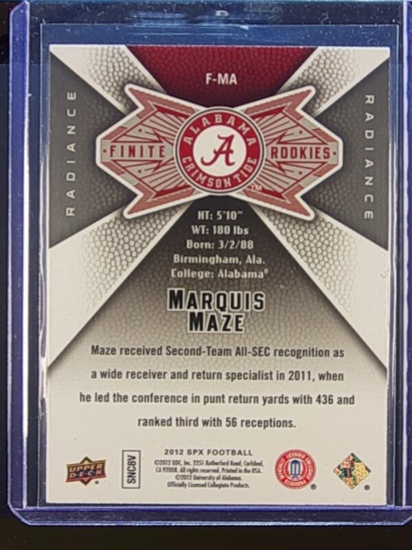 2012 SPx Marquis Maze /99 #F-MA Tide Finite Rookies Radiance - Image 3
