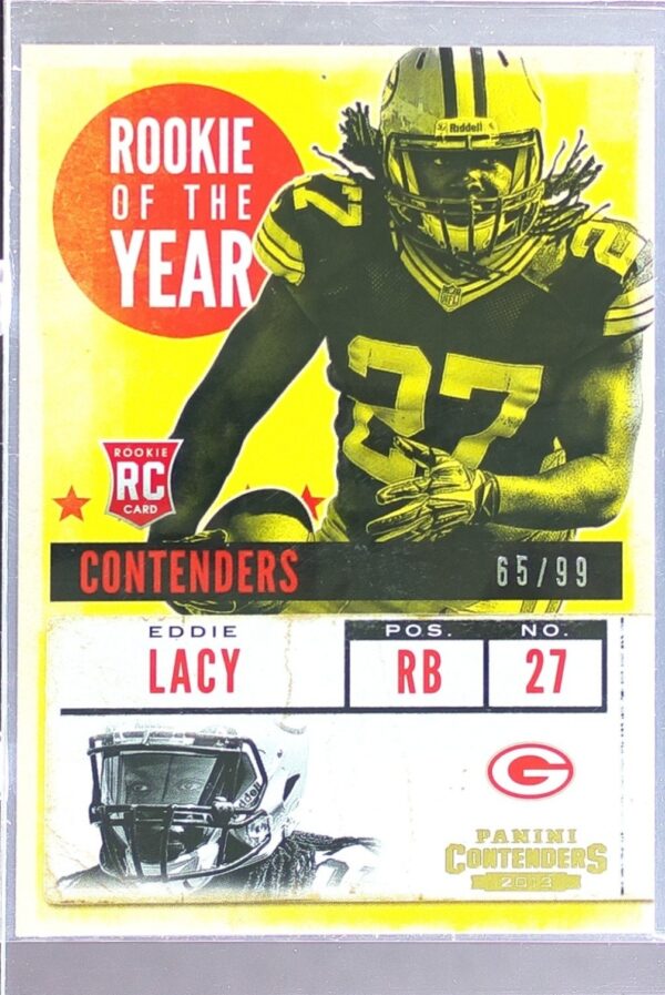 2013 Contenders Eddie Lacy /99 RC #3 Packers Rookie of the Year Contenders Gold