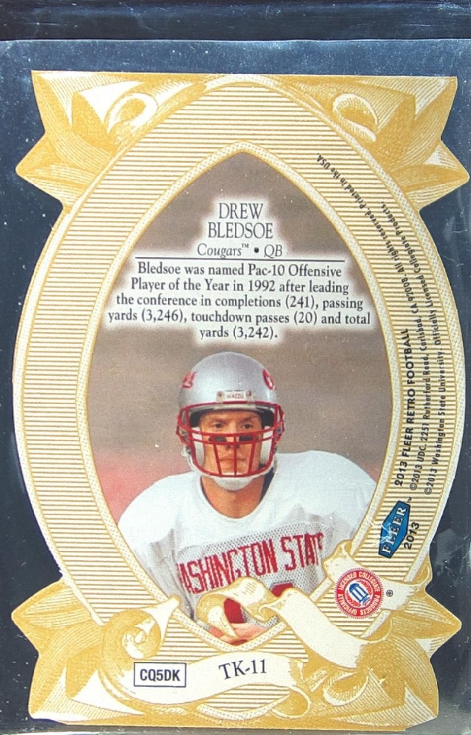2013 Fleer Retro Drew Bledsoe #TK-11 Cougars Ultra Touchdown Royalty - Image 3