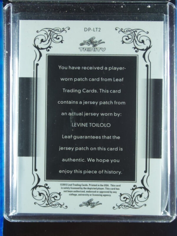 2013 Leaf Trinity Levine Toilolo SN60 MEM #DP-LT2 Cardinal Jumbo Patch Bronze - Image 3