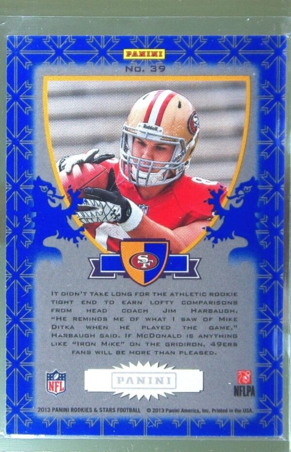 2013 Panini Rookies & Stars Vance McDonald RC #39 49ers Rookie Crusade - Image 3