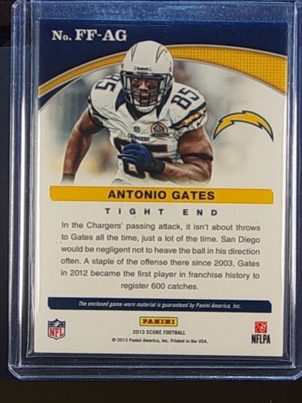 2013 Score Antonio Gates JSY #FF-AG Chargers Franchise Fabrics - Image 3