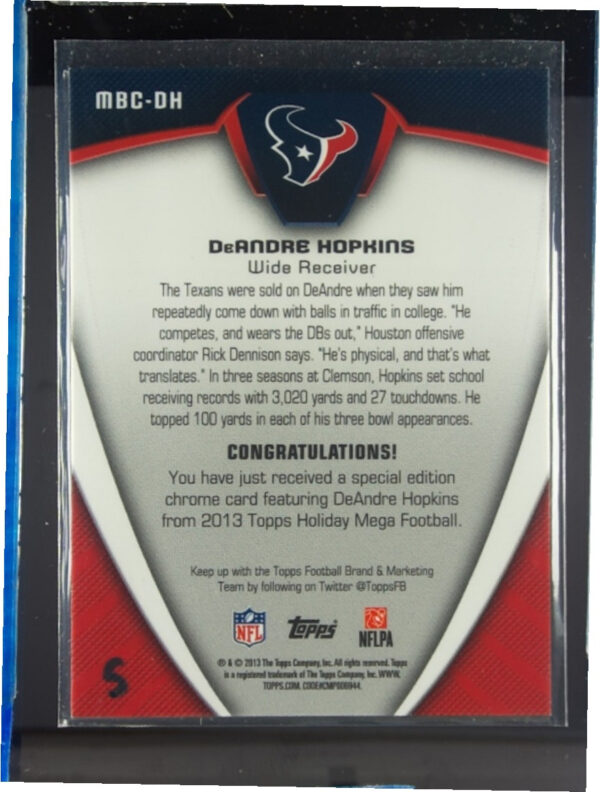 2013 Topps DeAndre Hopkins #MBC-DH Texans Holiday - Image 3