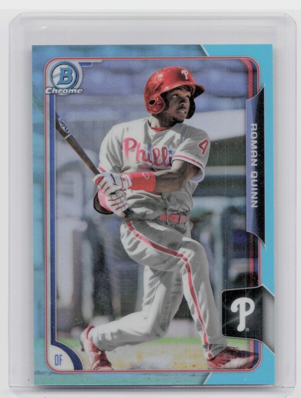 2015 Bowman Draft Roman Quinn Chrome Blue Sky Refractors #102 Phillies