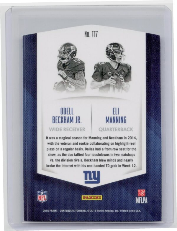 2015 Contenders Odell Beckham Jr. / Eli Manning #TT7 Giants Touchdown Tandems - Image 3