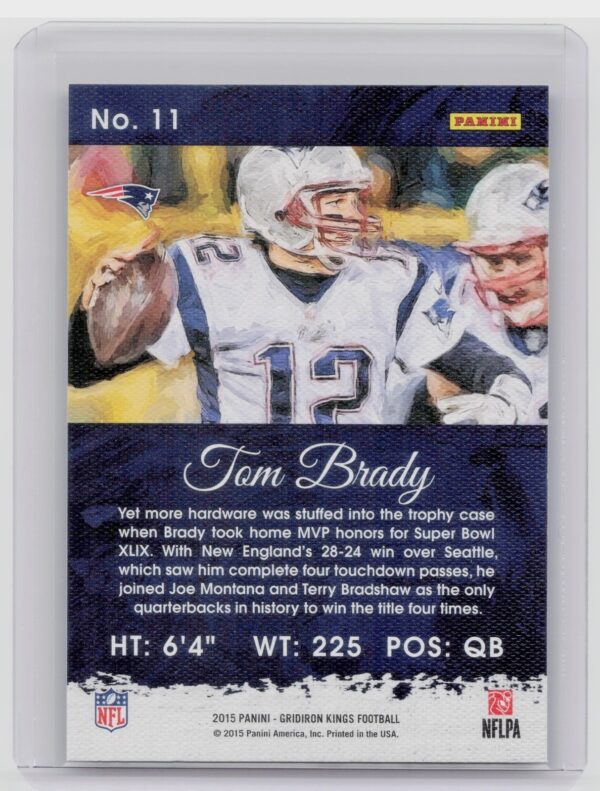 2015 Panini Gridiron Kings Tom Brady #11 Patriots - Image 3