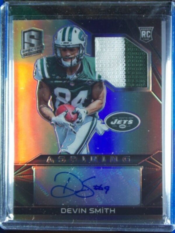 2015 Panini Spectra Devin Smith AU SN99 MEM #AJA-DS Jets Aspiring Patch Autograp