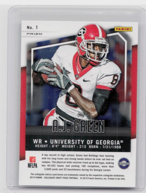 2015 Prizm Collegiate Draft Picks A.J. Green Prizms #1 Bulldogs - Image 3