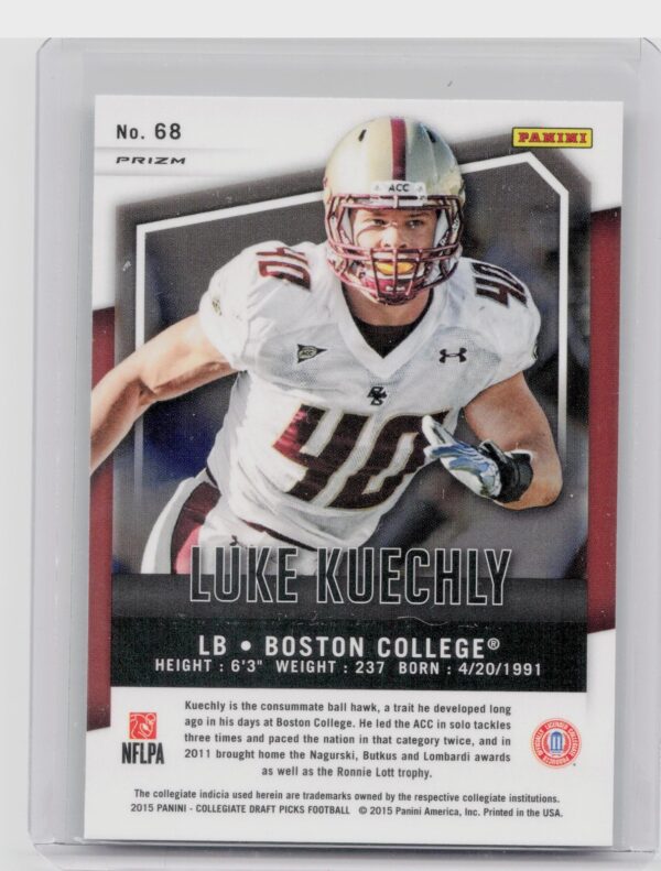 2015 Prizm Collegiate Draft Picks Luke Kuechly Prizms #68 Eagles - Image 3
