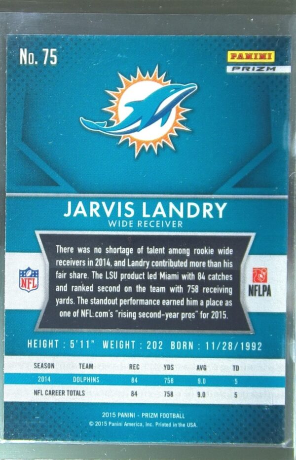 2015 Prizm Jarvis Landry Red Prizm #75 Dolphins - Image 3