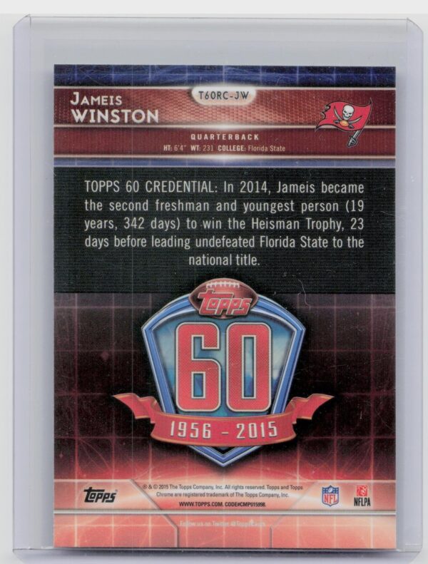 2015 Topps Chrome Jameis Winston #T60RC-JW Buccaneers 60th Anniversary Rookies - Image 3