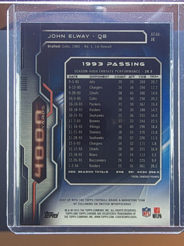 2015 Topps Chrome John Elway #AT4K-JE Broncos All Time 4000 Yard Club - Image 3