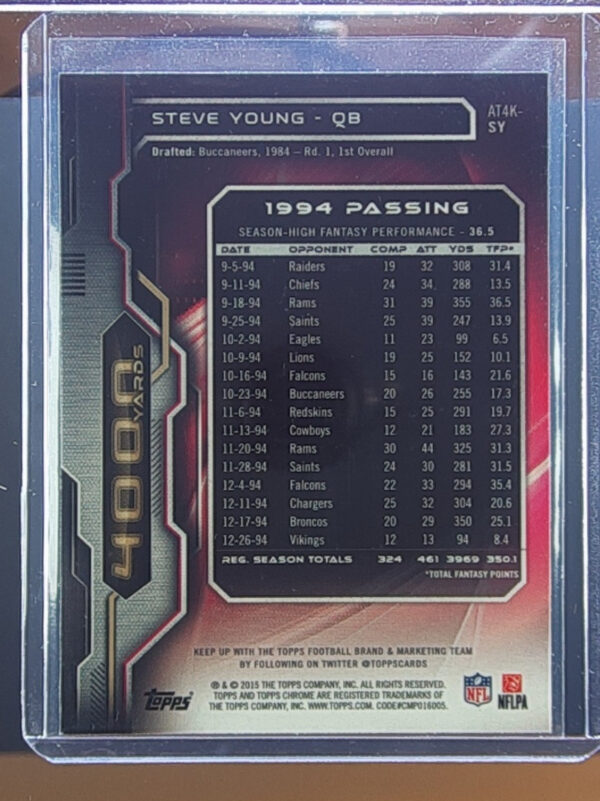2015 Topps Chrome Steve Young #AT4K-SY 49ers All Time 4000 Yard Club - Image 3