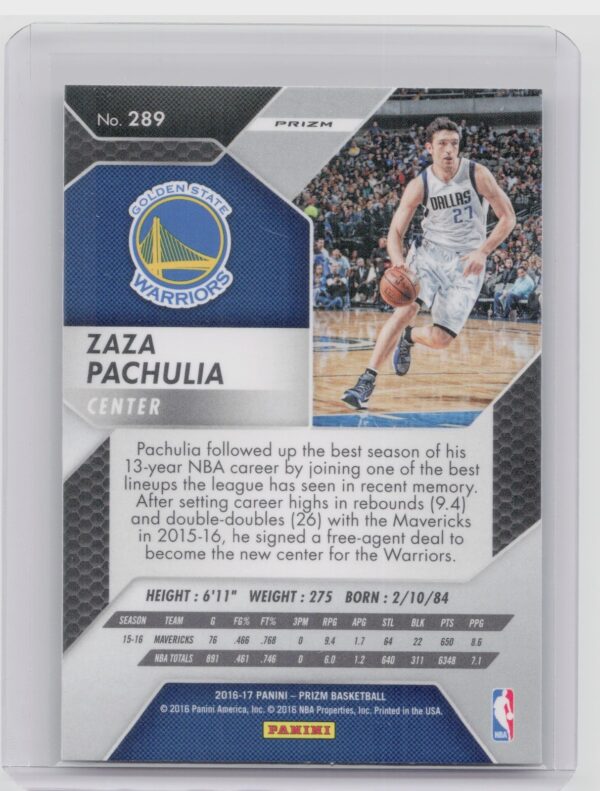 2016-17 Panini Prizm Zaza Pachulia Starburst Prizms #289 Warriors - Image 3