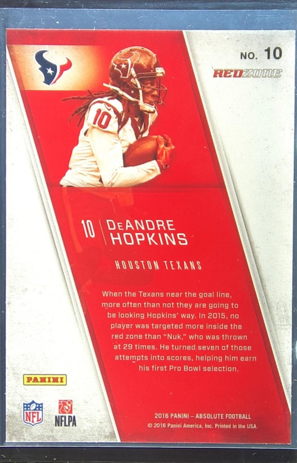 2016 Absolute DeAndre Hopkins #10 Texans Red Zone - Image 3
