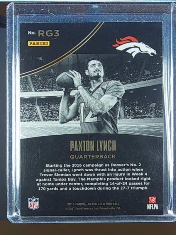 2016 Black Gold Paxton Lynch /225 #RG3 Broncos Rookie Gold Mine - Image 3