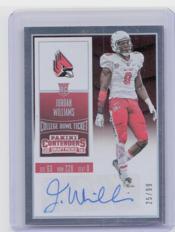 2016 Contenders Draft Picks Jordan Williams Bowl Ticket Auto /99 VAR #124