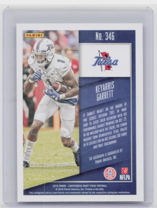 2016 Contenders Draft Picks Keyarris Garrett Bowl Ticket Auto /99 #346 Hurrican - Image 3