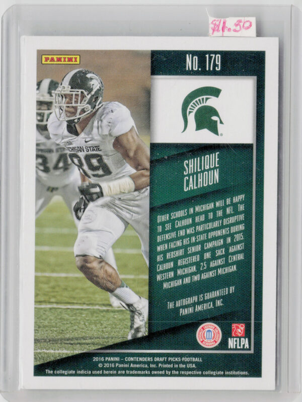 2016 Contenders Draft Picks Shilique Calhoun College Draft Ticket Red Foil - Image 3