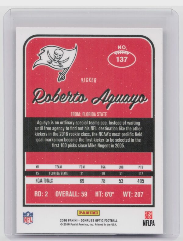 2016 Donruss Optic Roberto Aguayo Holo #137 Buccaneers - Image 3