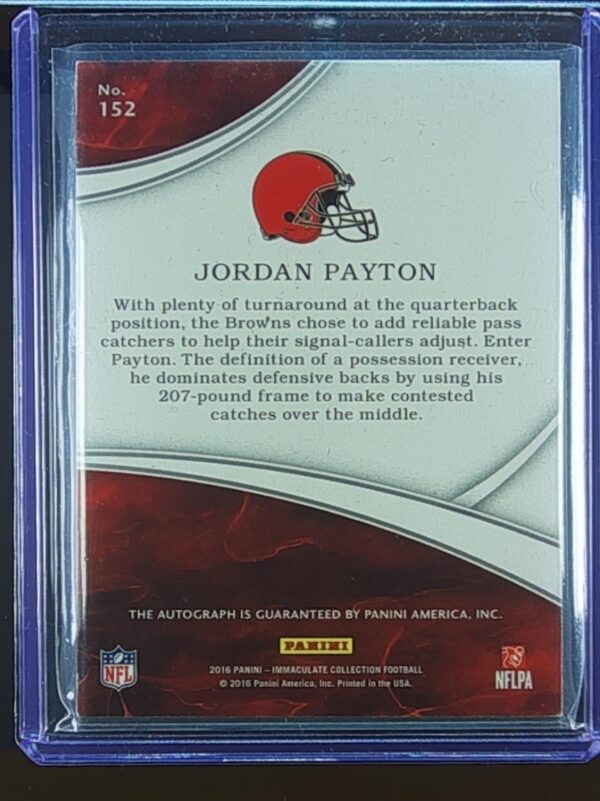 2016 Immaculate Jordan Payton Gold AUTO /25 #152 Browns - Image 3