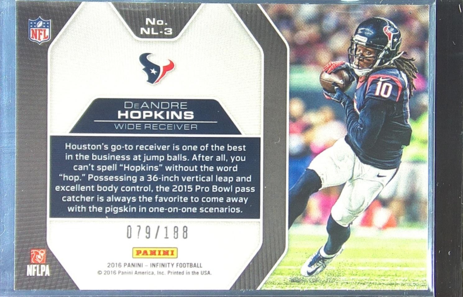 2016 Panini Infinity DeAndre Hopkins /188 #NL-3 Texans No Limits - Image 3