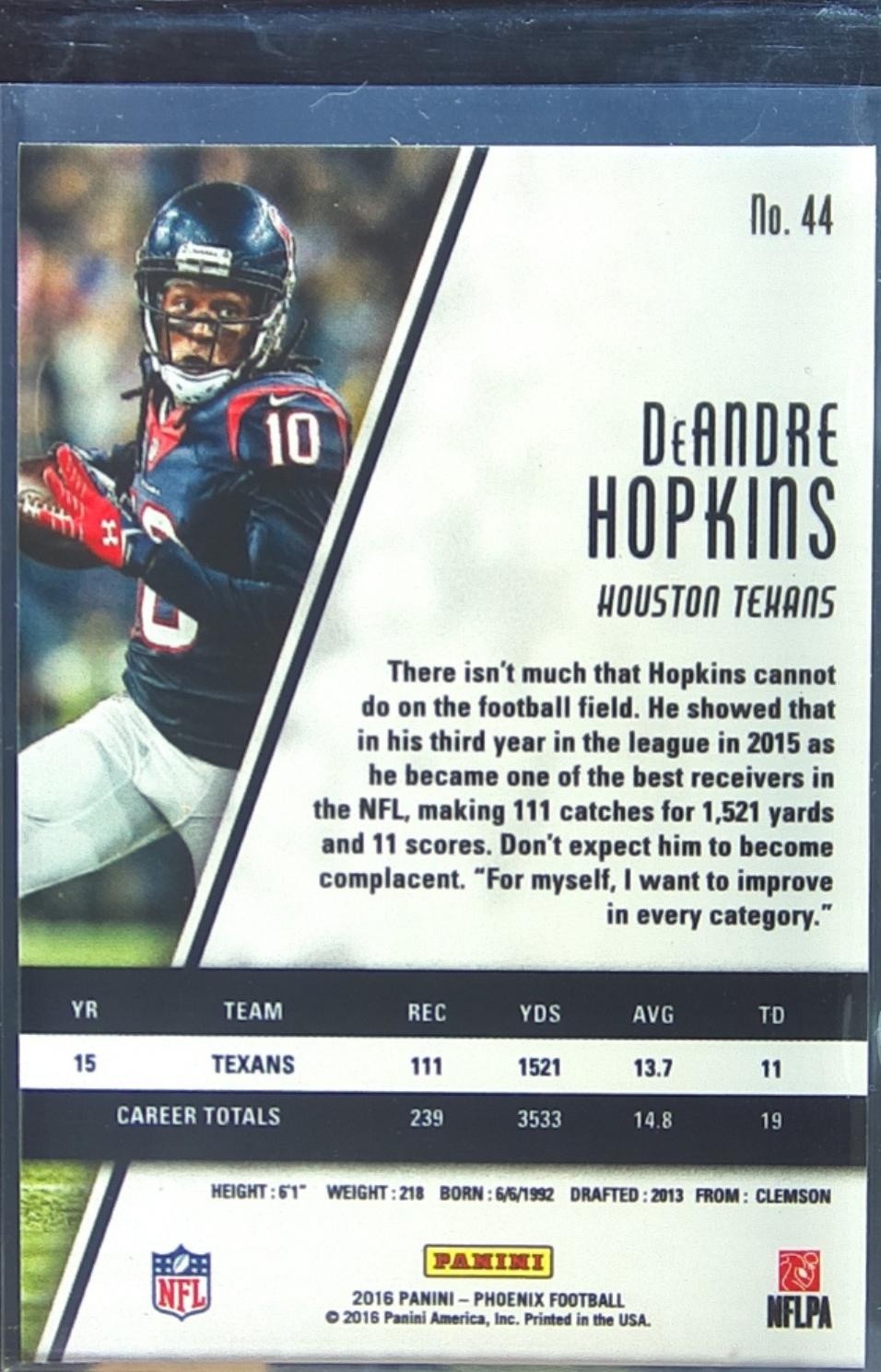 2016 Phoenix DeAndre Hopkins Red #44 Texans - Image 3