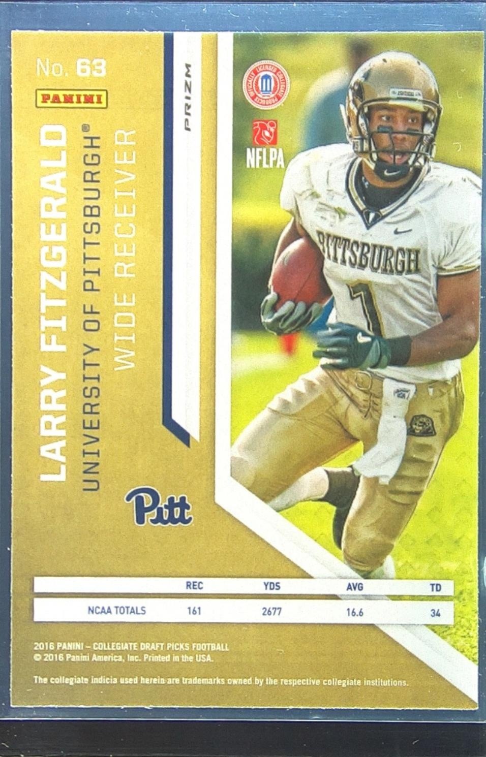 2016 Prizm Collegiate Draft Picks Larry Fitzgerald Prizms #63 Panthers - Image 3
