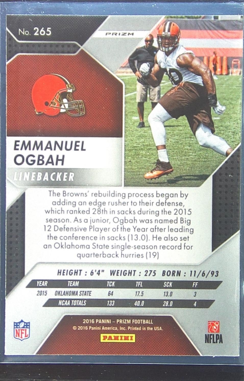 2016 Prizm Emmanuel Ogbah Prizm RC #265 Browns - Image 3