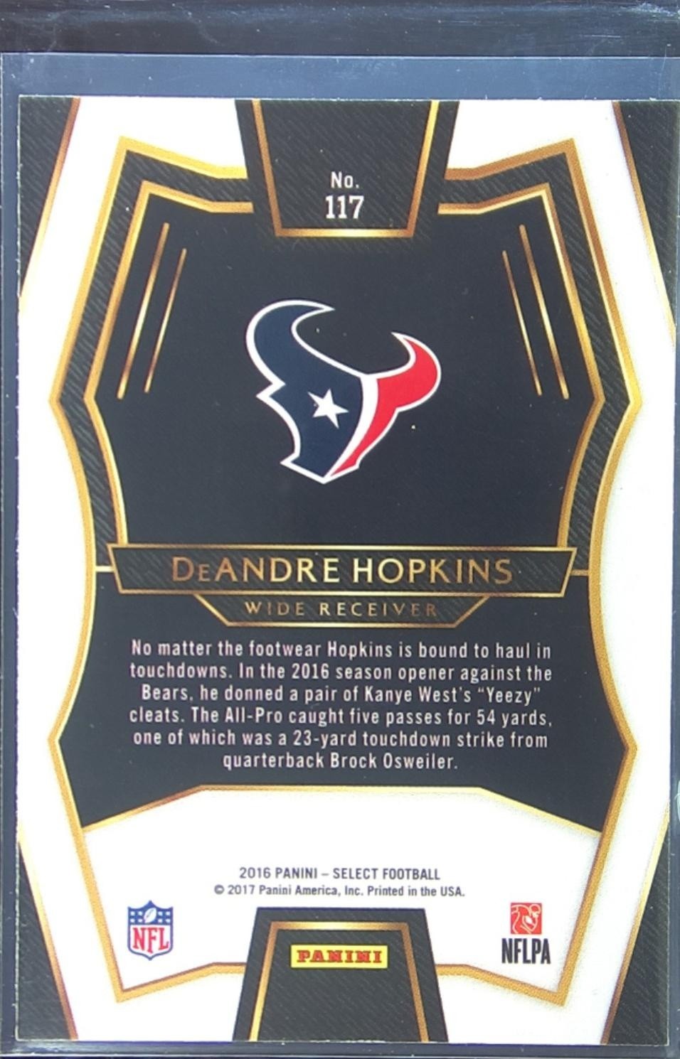 2016 Select DeAndre Hopkins Tri Color Prizm #117 Texans - Image 3
