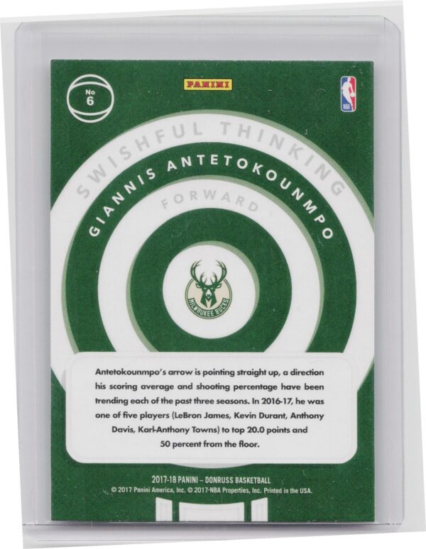 2017-18 Donruss Giannis Antetokounmpo #6 Bucks Swishful Thinking - Image 3