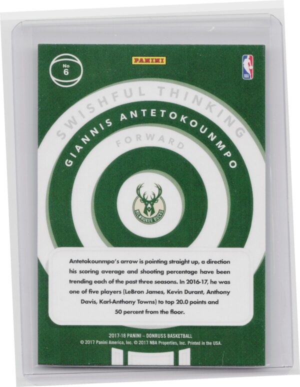 2017-18 Donruss Giannis Antetokounmpo #6 Bucks Swishful Thinking - Image 3