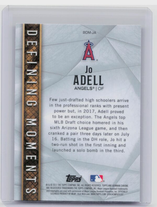 2017 Bowman Draft Jo Adell #BDM-JA Angels Bowman Defining Moments - Image 3
