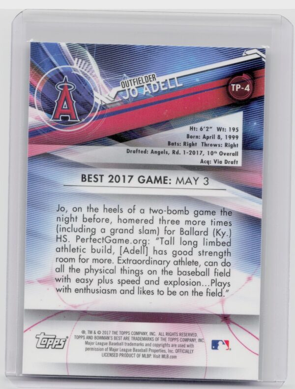 2017 Bowman's Best Jo Adell #TP-4 Angels Top Prospects - Image 3