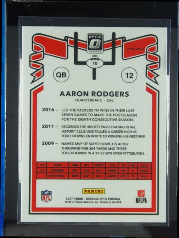 2017 Donruss Optic Aaron Rodgers #10 Packers 1981 Tribute - Image 3