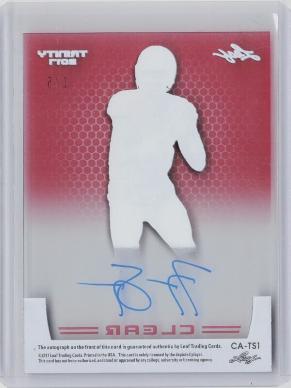 2017 Leaf Trinity Tyrone Swoopes AU SN5 #CA-TS1 Longhorns Clear Autographs Red - Image 3